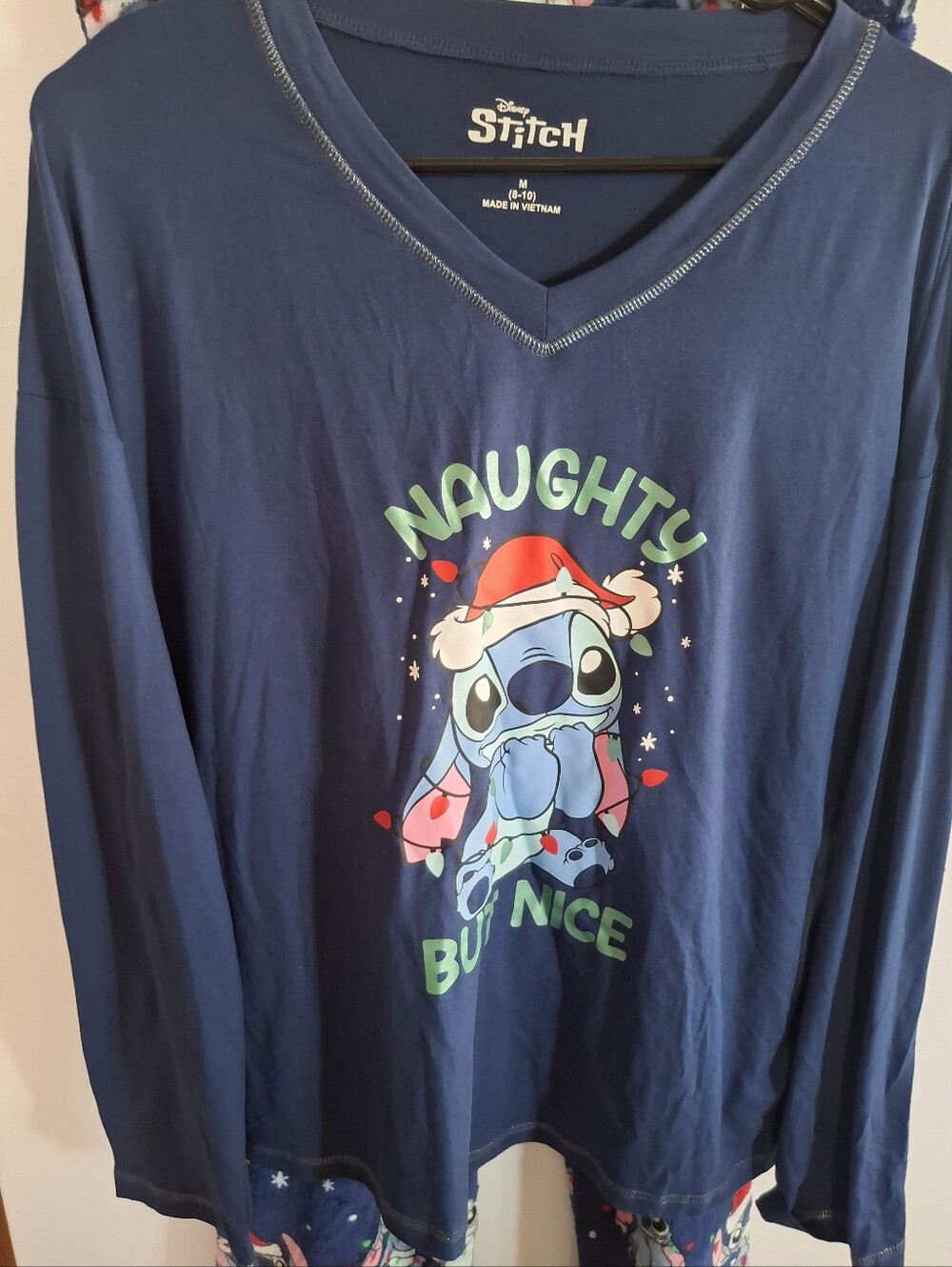Disney Navy Blue Stitch 'Naughty But Nice' Long Sleeve Top